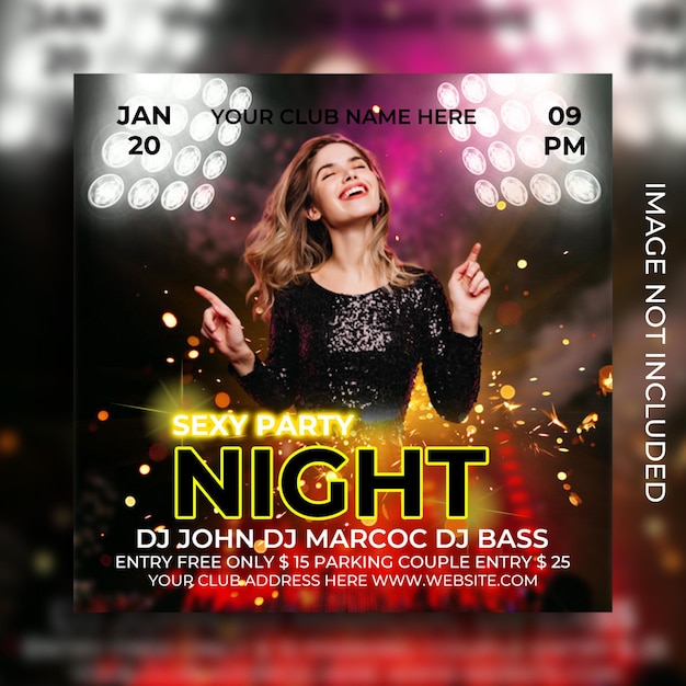 PSD modèle de flyer de fête en boîte de nuit