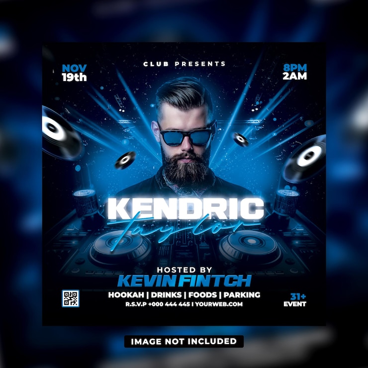 PSD modèle de flyer de fête de club de nuit de dj ou dessins de bannières d'instagram