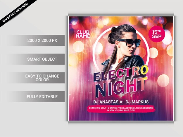 PSD modèle de flyer de fête électro