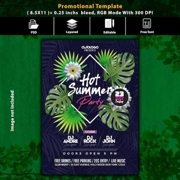 Modèle de flyer de fête d'été