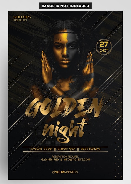 Modèle De Flyer De Fête De L'événement Golden Night Golden Club