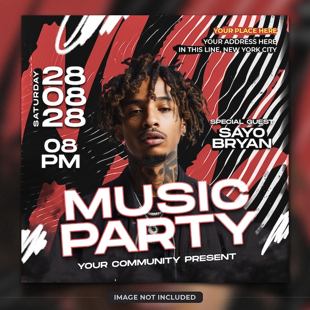 Modèle de flyer de fête de musique DJ de boîte de nuit