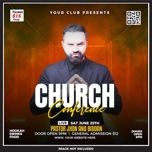 Modèle de flyer gratuit de la place de la conférence de l'église PSD