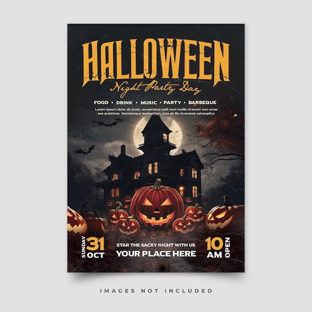 PSD modèle de flyer d'halloween vertical plat