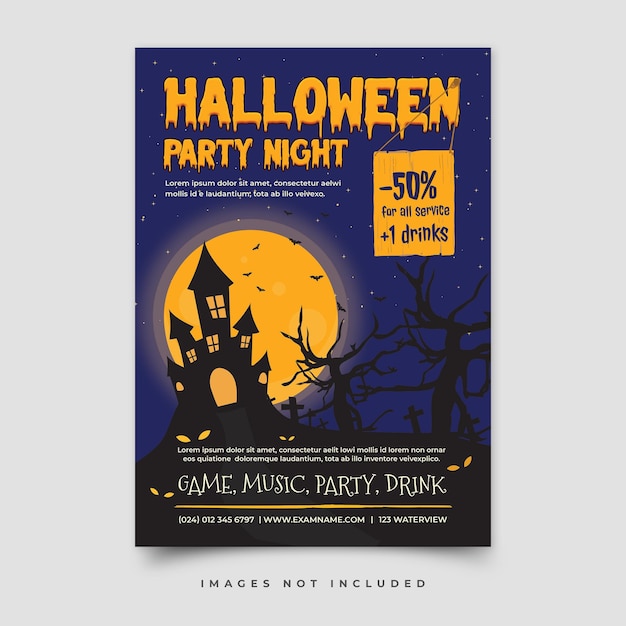 PSD modèle de flyer d'halloween vertical plat