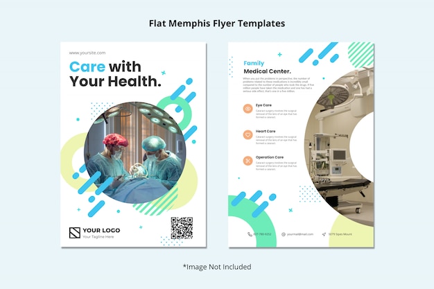 Modèle De Flyer De Hôpital Médical De La Santé Dentaire Style Memphis