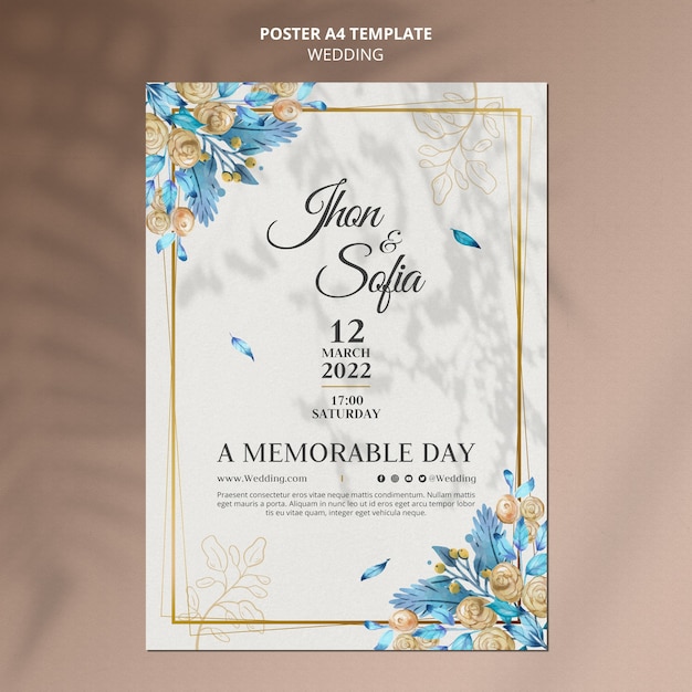 PSD modèle de flyer d'invitation de mariage