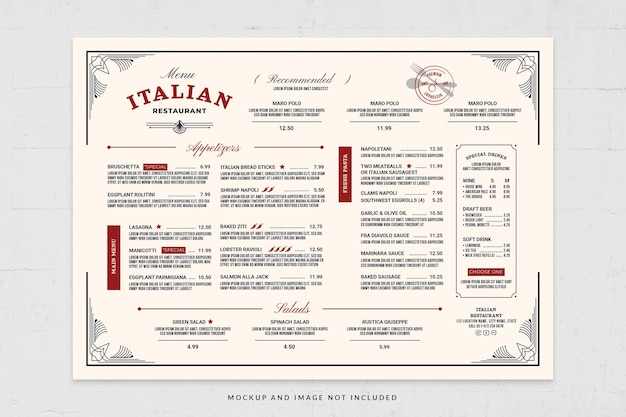 Modèle De Flyer De Menu De Cuisine Italienne Sur Le Thème Vert Pour Psd V3