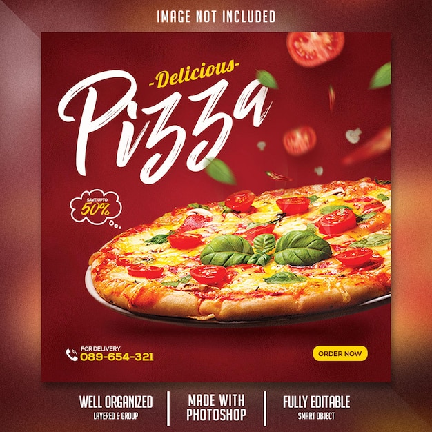 Modèle de Flyer de nourriture avec thème de pizza