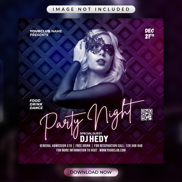 PSD modèle de flyer party night ou de bannière de médias sociaux