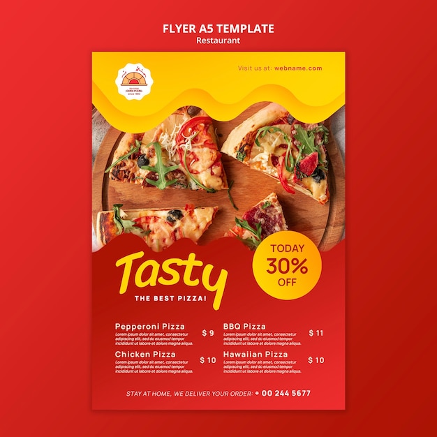 Modèle De Flyer De Pizzeria De Nourriture Délicieuse