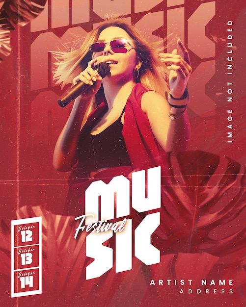 Modèle de flyer pour artiste de festival de musique et DJ PSD modifiable