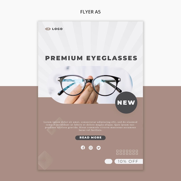 PSD modèle de flyer pour entreprise de lunettes