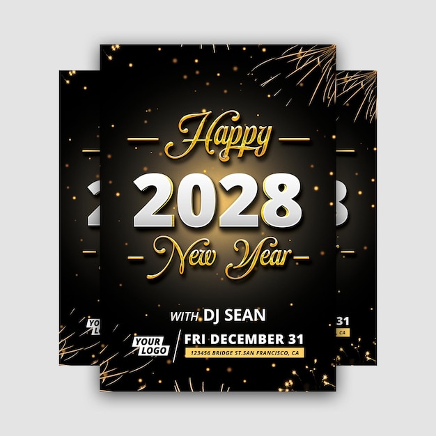 Modèle de flyer pour la fête du Nouvel An