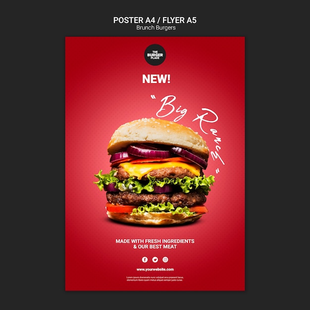 PSD modèle de flyer pour restaurant burger