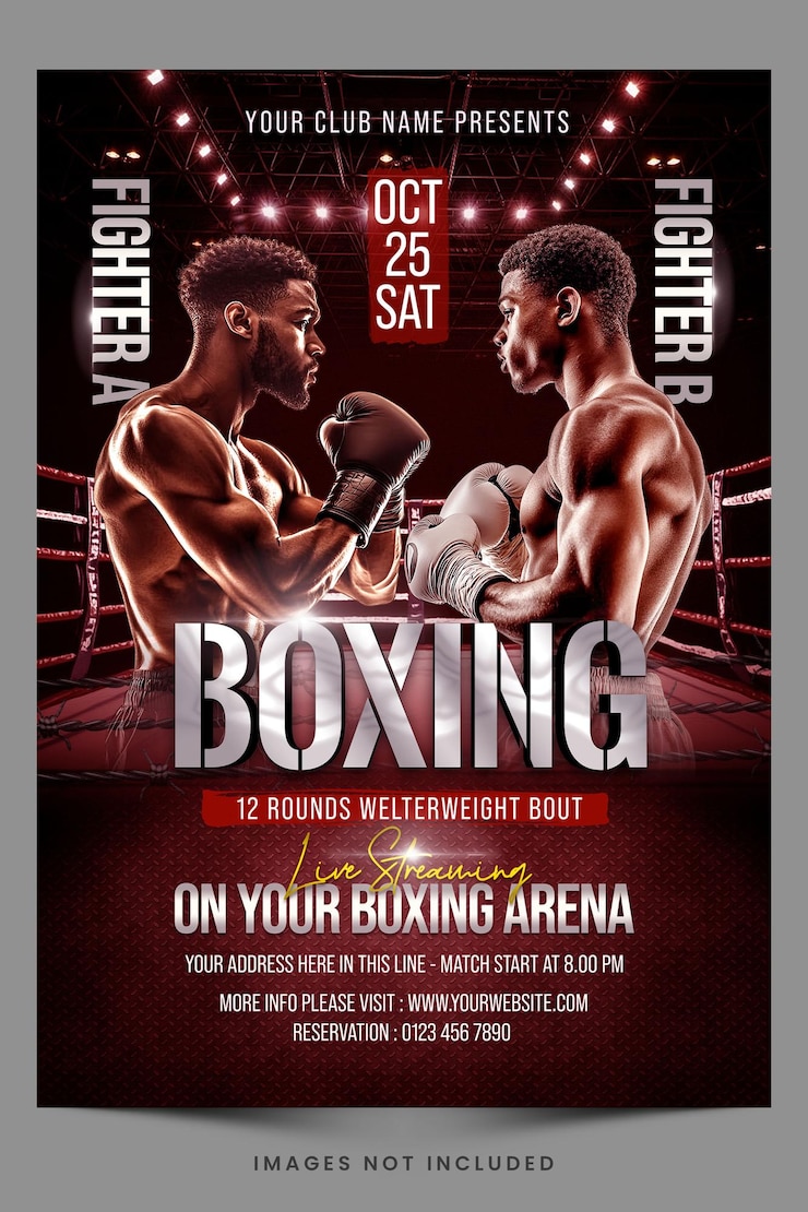 PSD modèle de flyer psd du championnat de boxe