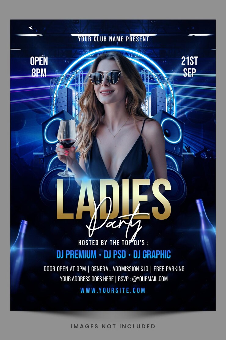 PSD le modèle de flyer psd de la fête de la nuit de la musique des dames