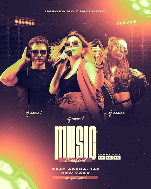 modèle de flyer psd modifiable pour le spectacle de musique DJ et le festival