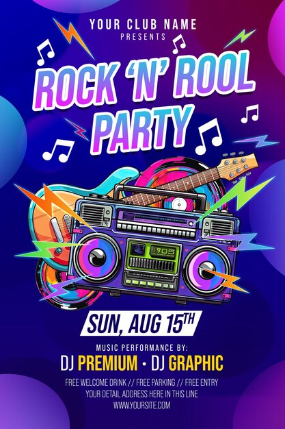 Modèle de flyer PSD pour la fête de la musique rock and roll