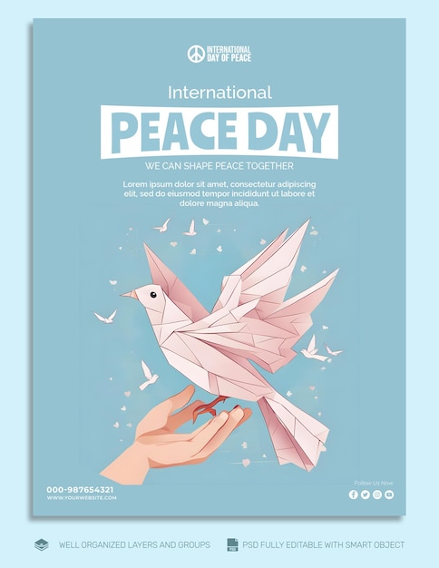 PSD modèle de flyer psd publication sur les réseaux sociaux de la journée internationale de la paix