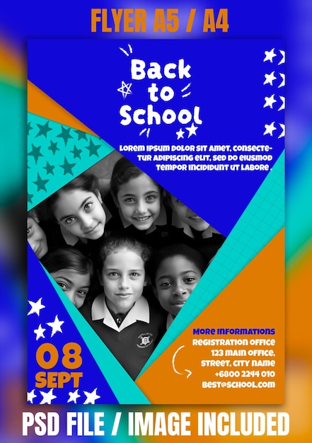 Modèle De Flyer Psd De Retour à L'école Pour Générer De L'enthousiasme Autour Des événements Scolaires