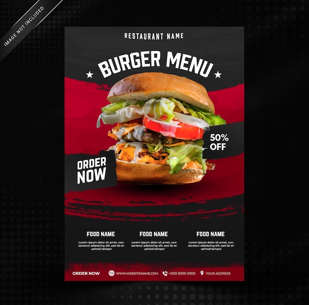 Modèle de flyer de restaurant alimentaire modèle moderne blanc. Modèle PSD