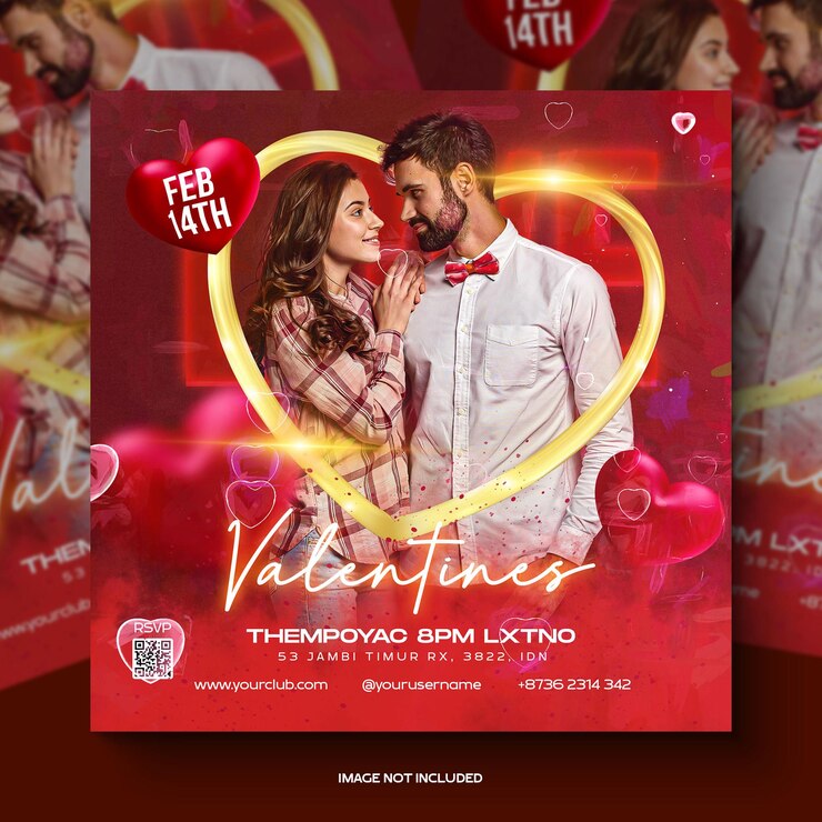 PSD modèle de flyer de la saint-valentin publication sur les médias sociaux