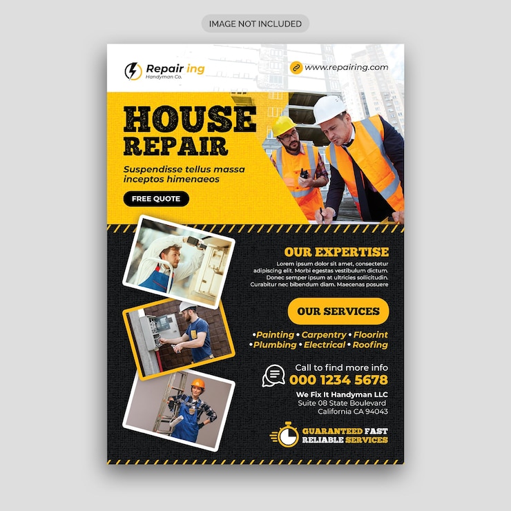 PSD modèle de flyer de services de réparation à domicile