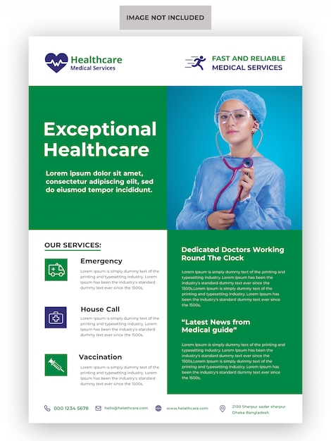 Modèle de flyer de soins de santé médicaux