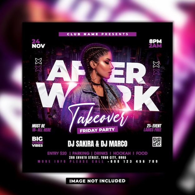 Modèle de Flyer de soirée After Work Friday Night Club