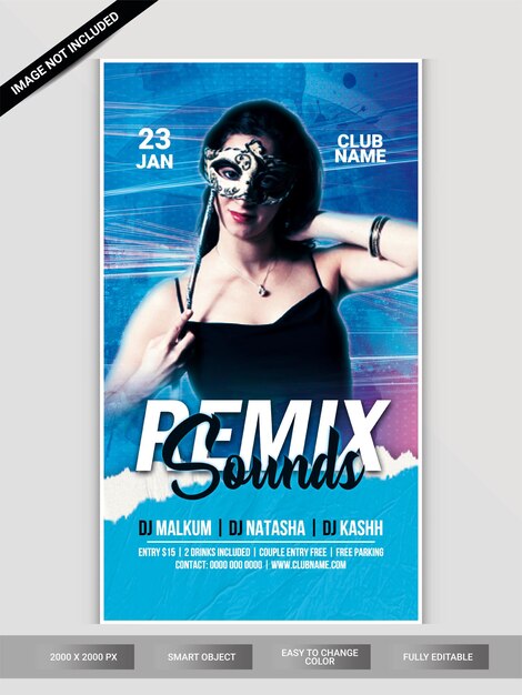 PSD modèle de flyer de soirée club remix