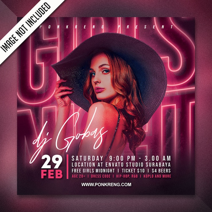 PSD modèle de flyer de soirée de gurls