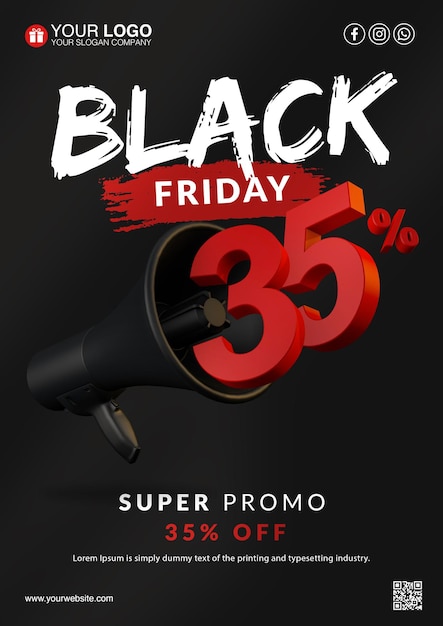 PSD modèle de flyer super promo du vendredi noir 35%