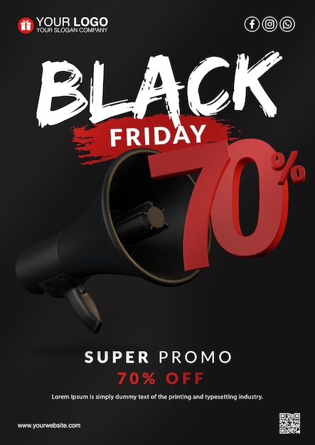 PSD modèle de flyer super promo du vendredi noir 70%