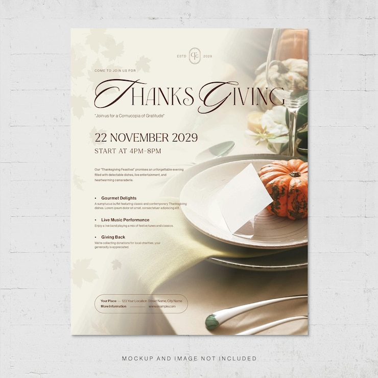 PSD modèle de flyer de thanksgiving thème de la saison des récoltes d'automne v1 dans photoshop psd