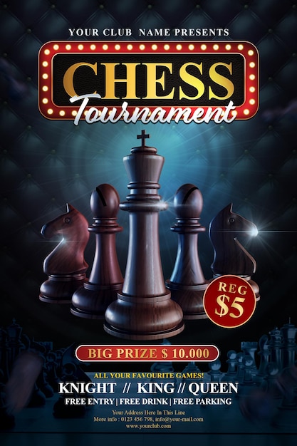 Modèle De Flyer De Tournoi D'échecs Psd Premium