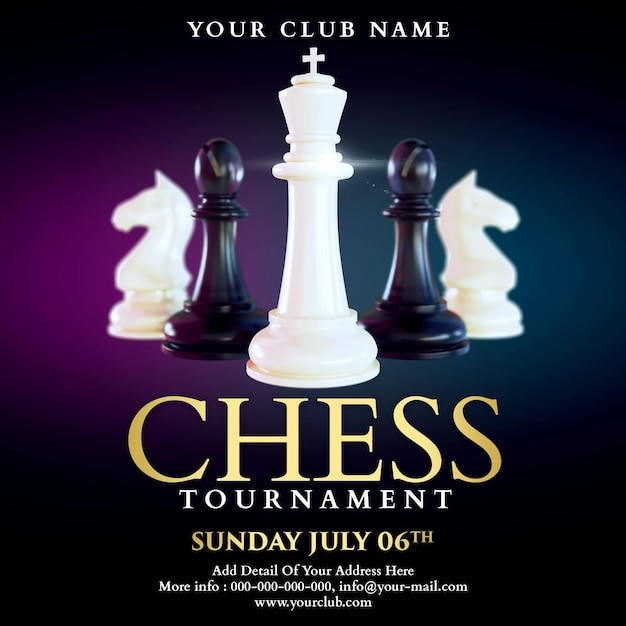 Modèle De Flyer De Tournoi D'échecs Psd Premium