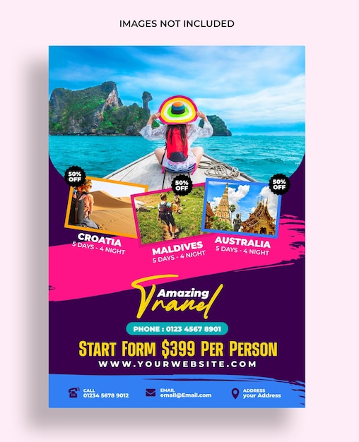 Modèle De Flyer De Vacances De Voyage