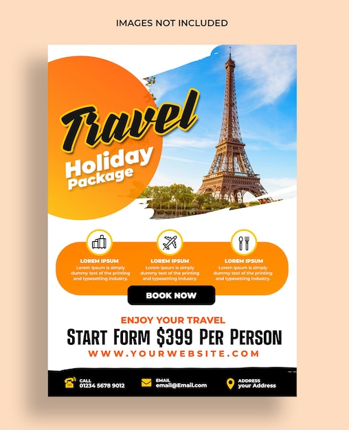 PSD modèle de flyer de vacances de voyage