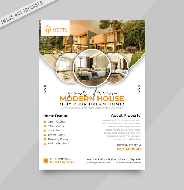 PSD modèle de flyer de vente de maison immobilière
