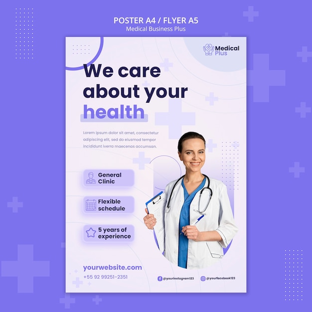 PSD modèle de flyer vertical d'entreprise médicale