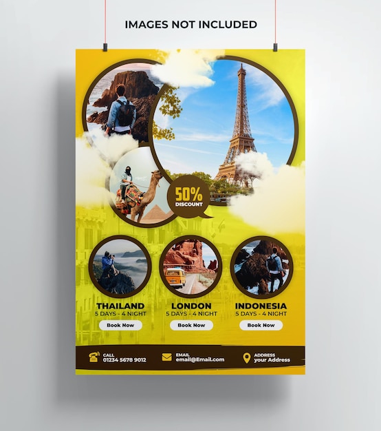 PSD modèle de flyer de voyage de vacances