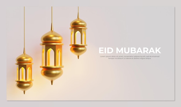 Modèle de fond Eid Mubarak avec rendu 3D fanous