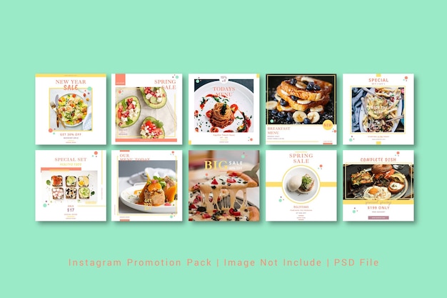 PSD modèle graphique de publication instagram foodish