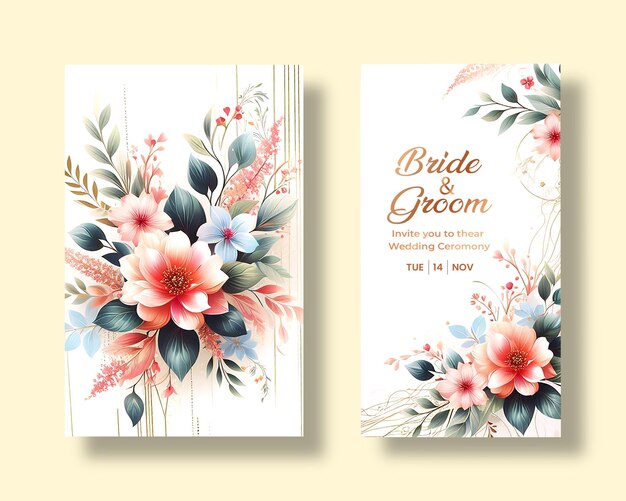 PSD modèle gratuit de conception de carte d'invitation de mariage