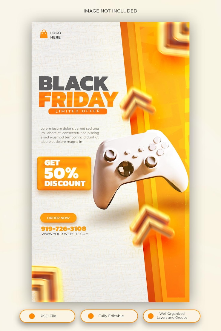 PSD modèle d'histoire instagram et facebook de super vente du black friday