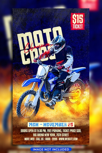 PSD modèle d'histoire instagram de médias sociaux de motocross