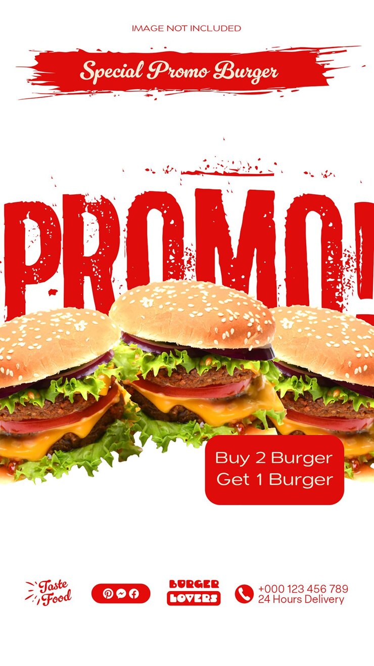 Le modèle d'histoire d'Instagram de la promotion de PSD Burger