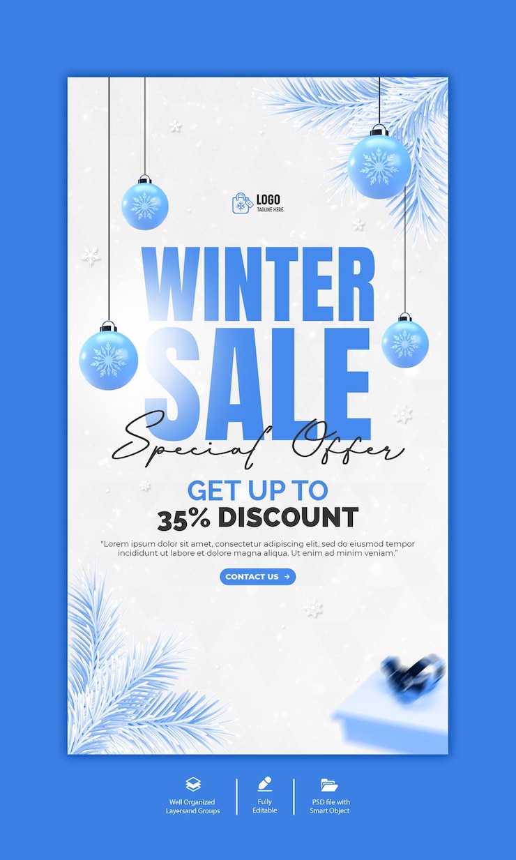 PSD le modèle d'histoire d'instagram de la vente d'hiver de psd
