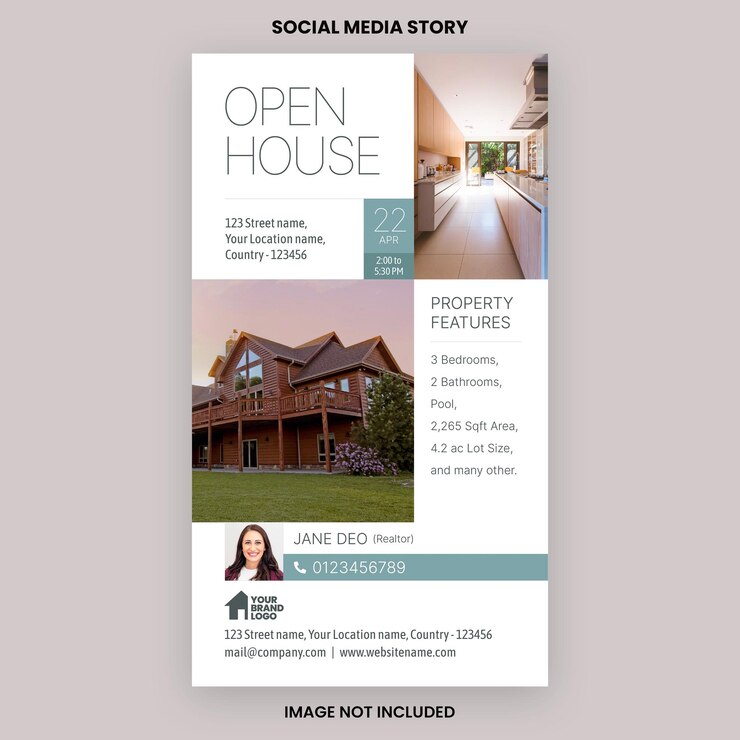 Modèle d'histoire sur les médias sociaux pour les journées ouvertes immobilières
